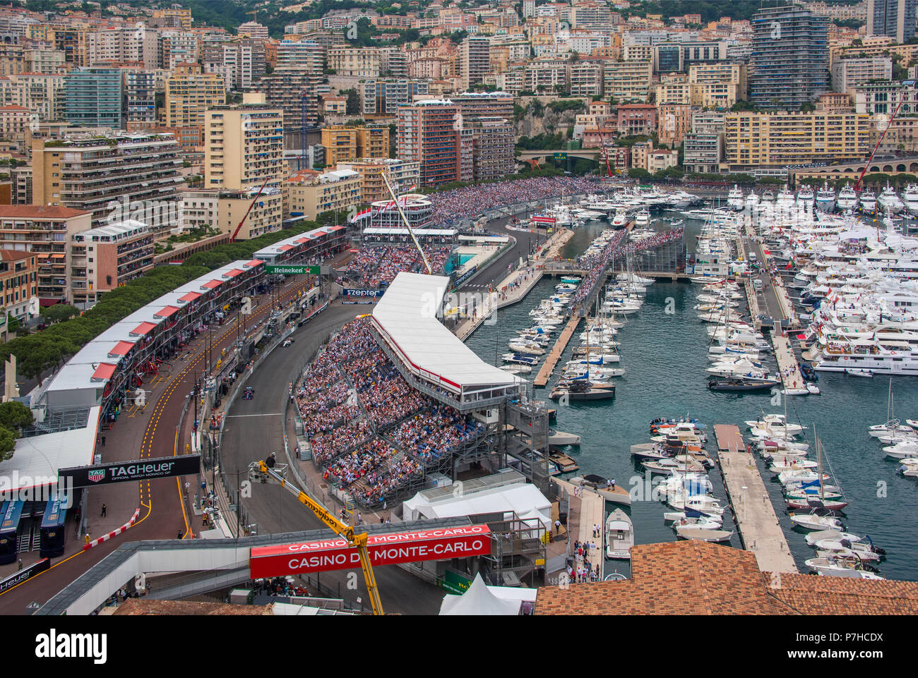 Grand Prix de Mónaco curva Piscene Foto de stock
