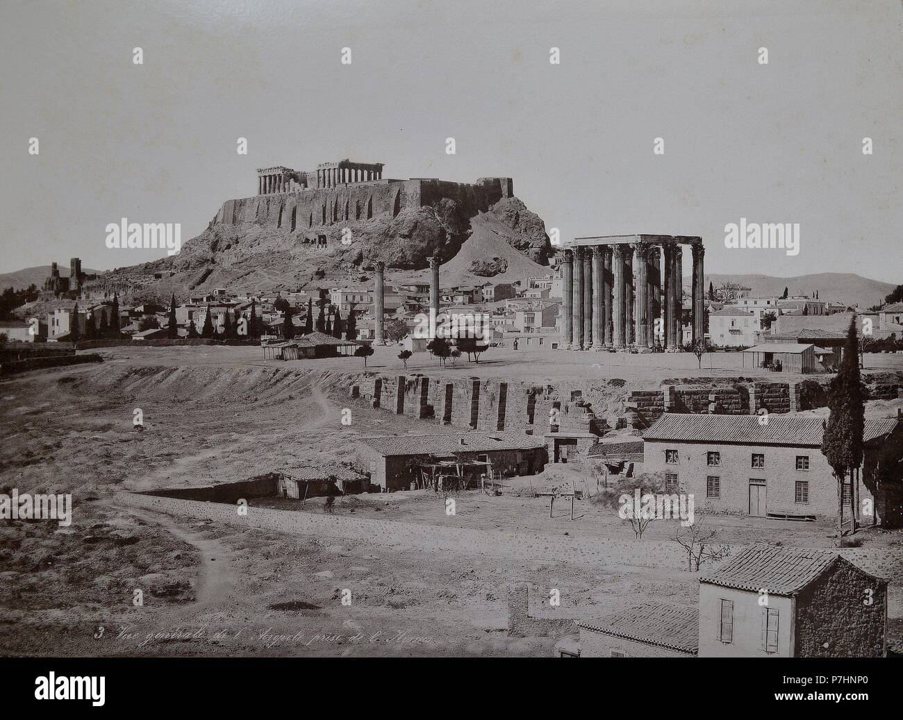 Vue générale de l'Acropole prisse de l'Ilissus. Foto de stock