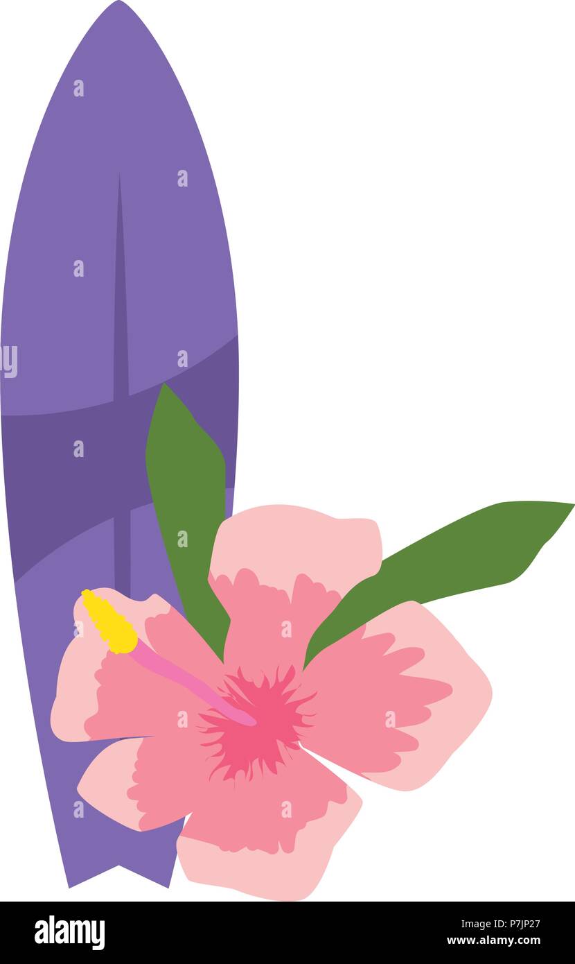 Interlifestyle Tabla de Surf 100cm con Flores de Hibiscus Motivo Decoración Hawai Letrero de Madera