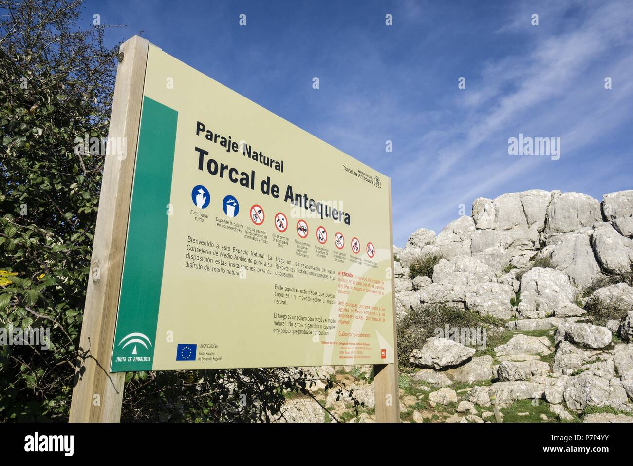 Paraje Natural Torcal de Antequera, términos municipales de Antequera y Villanueva de la Concepción, provincia de Málaga, Andalucía, España. Foto de stock