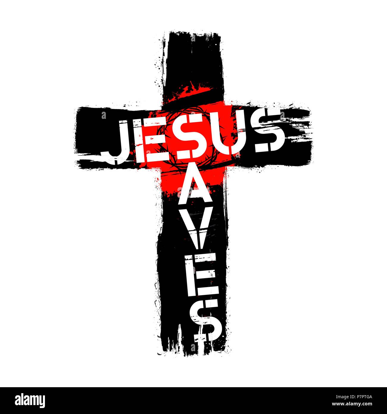 Las letras de la Biblia. Ilustración cristiana. Jesús salva Imagen