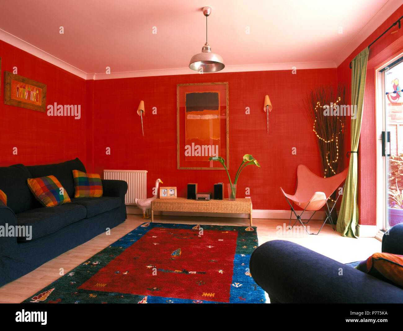 Alfombra de salón clásica lavable - rojo y azul 160x230cm RADOM