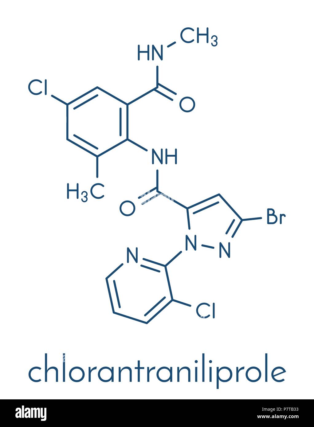 Molécula insecticida ryanoid Chlorantraniliprole (clase). Fórmula  esquelética Imagen Vector de stock - Alamy