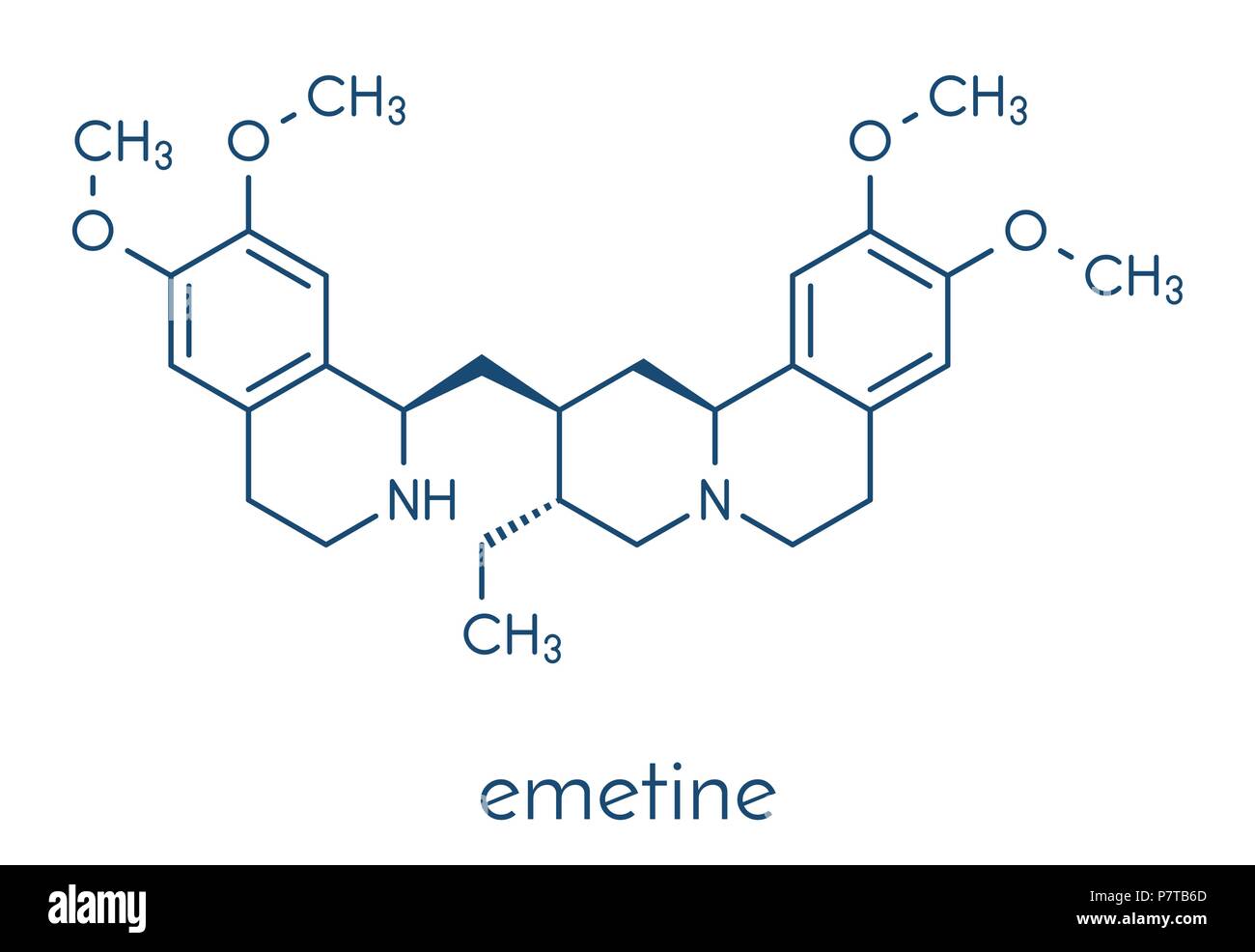 Emetina molécula. Ha emético (provoca el vómito) y antiprotozoos