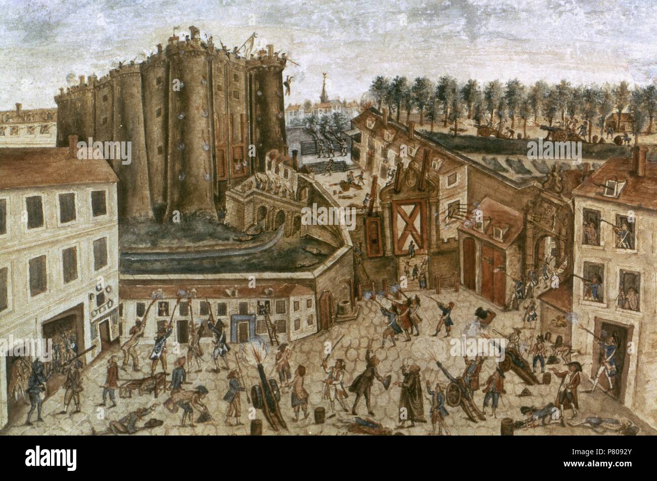 La Revolución Francesa. París. El asedio de la Bastilla. El 14 de julio de 1789. Por Claude Cholat Gauache. Museo Carnavalet. París. Francia. Foto de stock