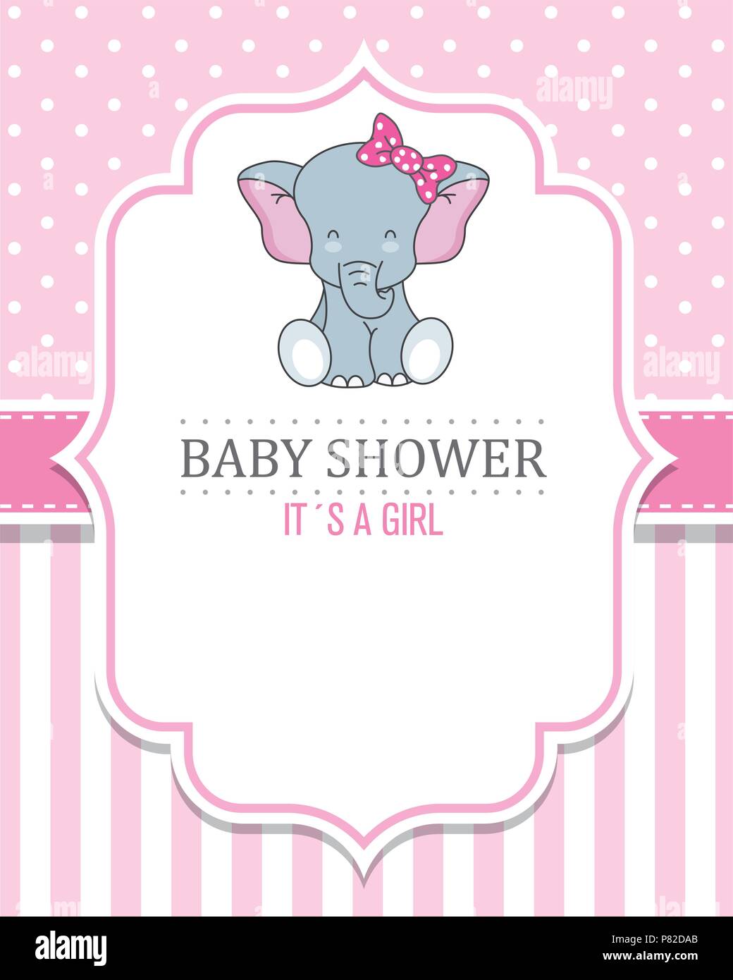 Baby shower niña. Lindo con corbata elefante espacio para el texto Imagen  Vector de stock - Alamy