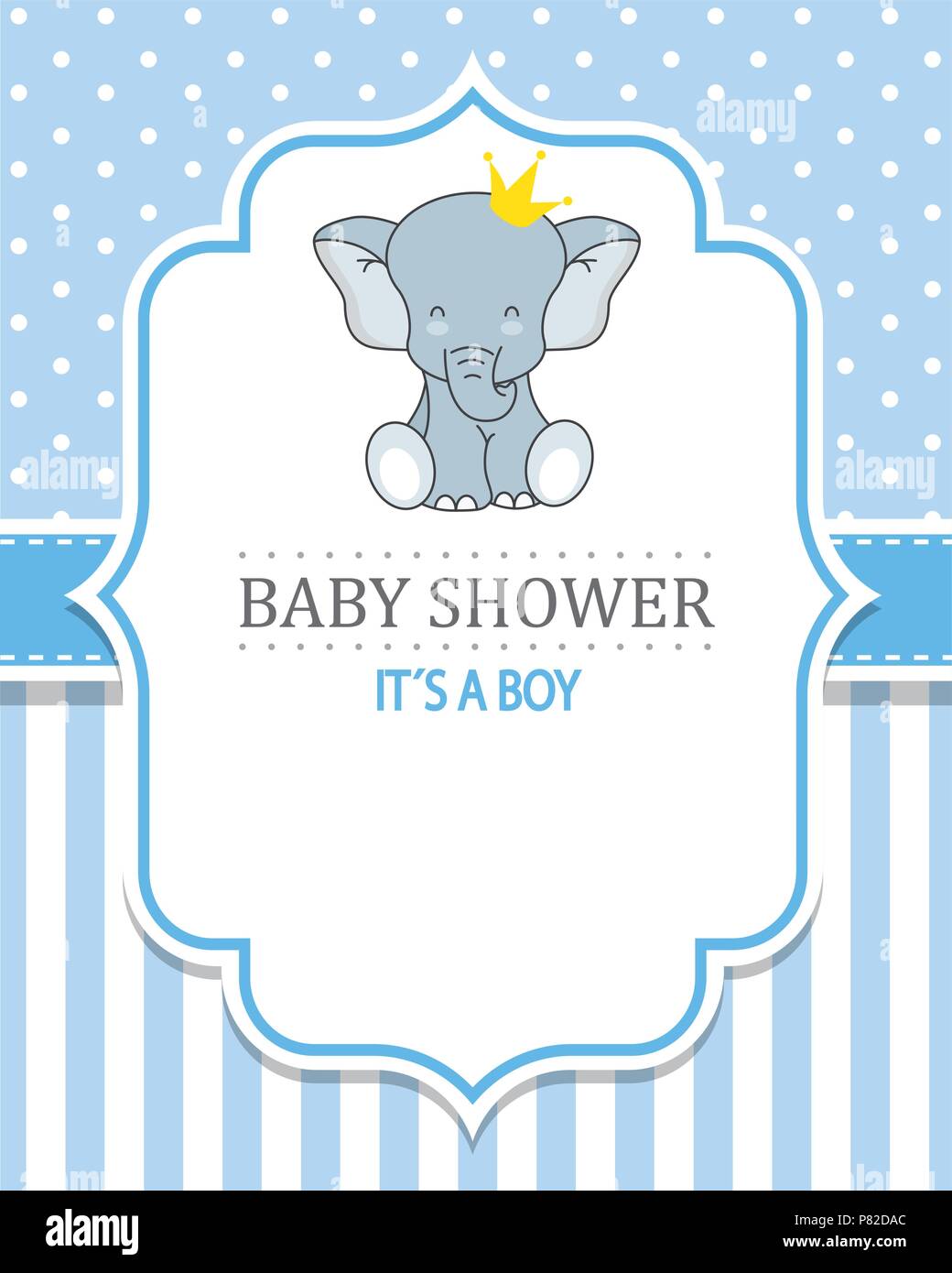 Baby shower boy. Lindo Elefante corona con espacio para el texto Imagen  Vector de stock - Alamy