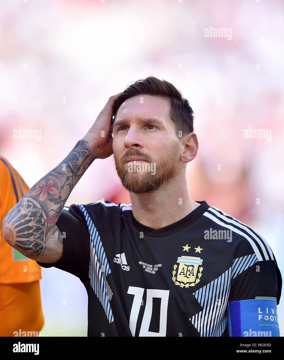 Moscú, Rusia - 16 DE JUNIO: Lionel Messi de Argentina durante la Copa  Mundial de la FIFA 2018 Rusia grupo D partido entre Argentina e Islandia en  el Spartak Stadium el 16