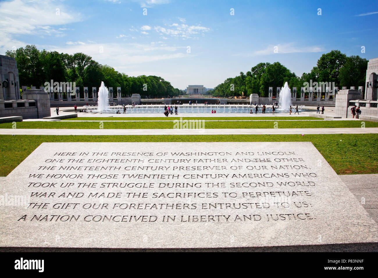 El Memorial de la Segunda Guerra Mundial en el National Mall en Washington, DC. Foto de stock