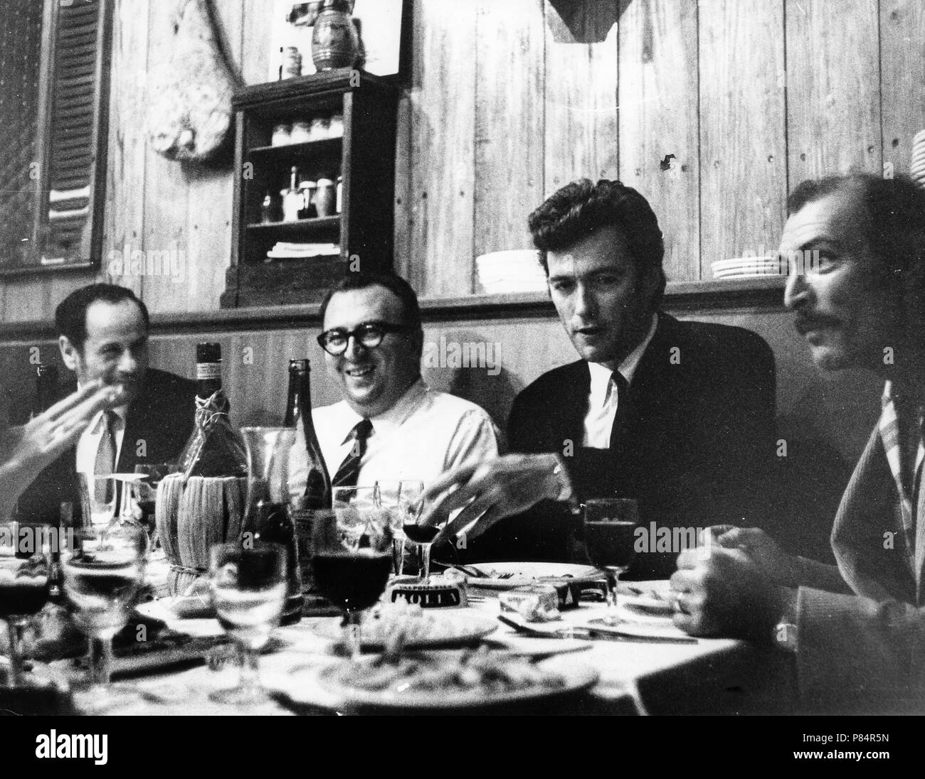Clint Eastwood, Lee Van Cleef, Sergio Leone, Eli wallach, Roma 1966 Foto de stock