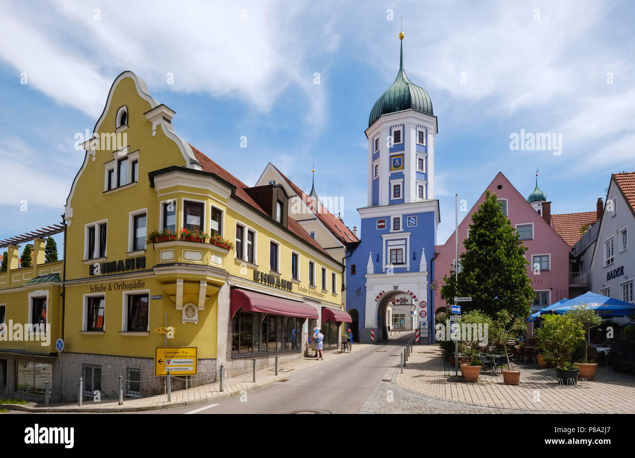 La puerta de la ciudad, Burgau, suabia, Baviera, Alemania Foto de stock
