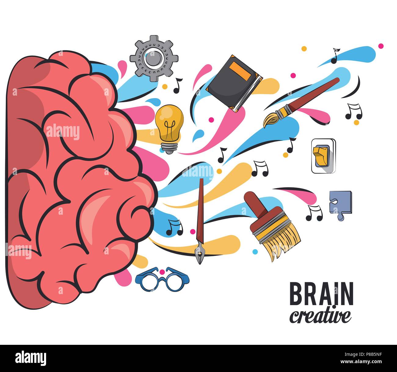 Cerebro creativo dibujos animados Imagen Vector de stock - Alamy