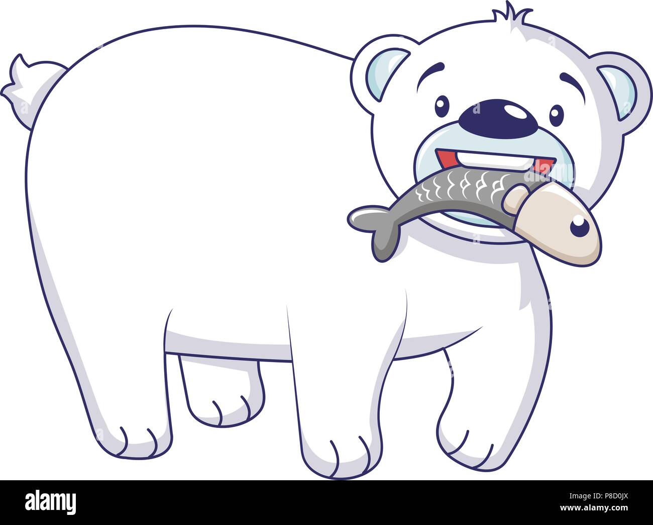 Oso Polar con pescado, icono de estilo de dibujos animados Imagen Vector de  stock - Alamy