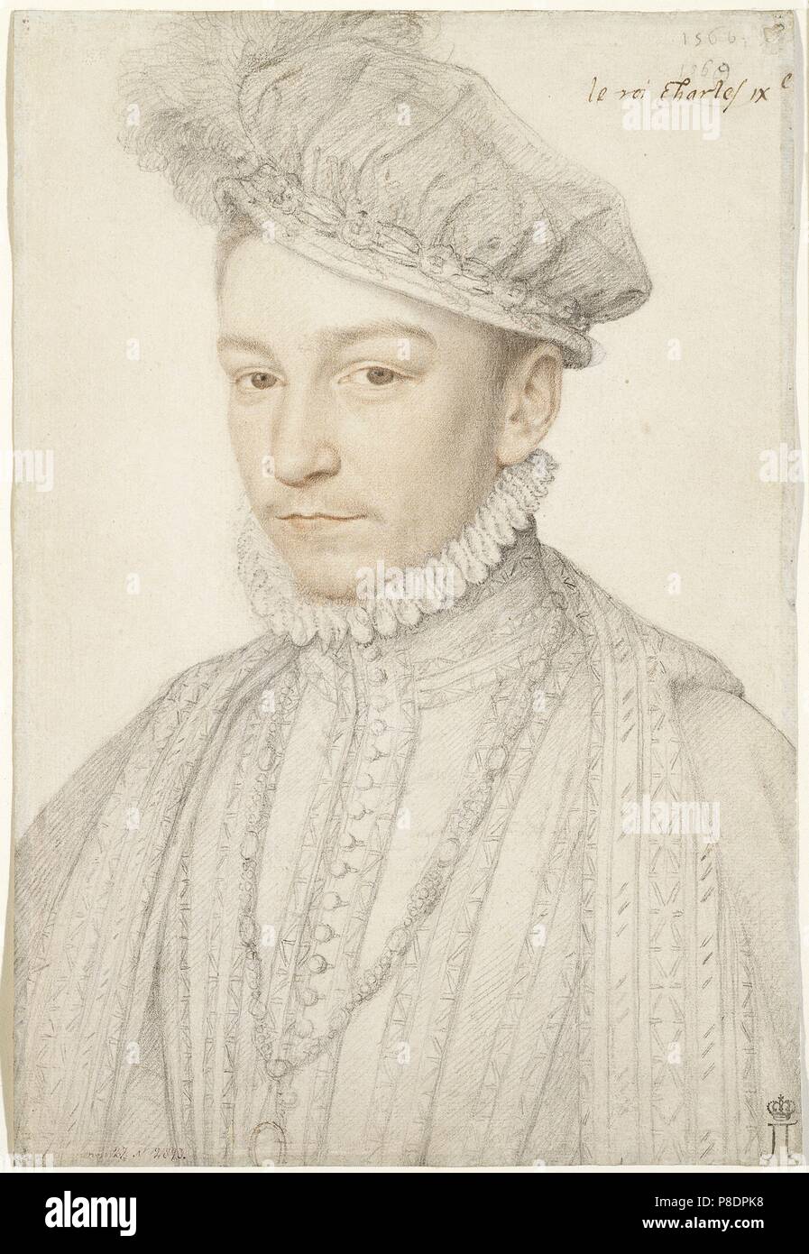 Retrato del Rey Carlos IX de Francia (1550-1574). Museo Estatal del Hermitage, en San Petersburgo. Foto de stock
