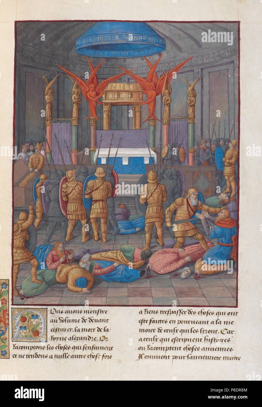 Profanación del templo de Jerusalén por Pompeyo. Ilustración de Flavio