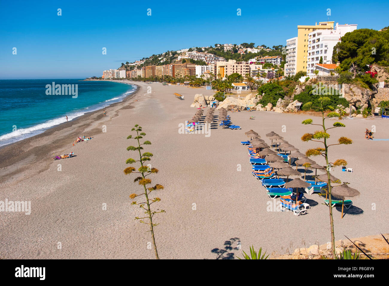 Tesorillo Playa Velilla, Almuñecar. Costa Tropical, el Mar Mediterráneo. La provincia de Granada. Andalucía, al sur de España Europa Foto de stock