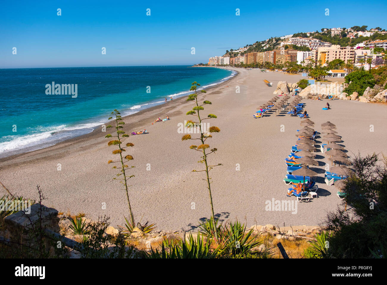 Tesorillo Playa Velilla, Almuñecar. Costa Tropical, el Mar Mediterráneo. La provincia de Granada. Andalucía, al sur de España Europa Foto de stock