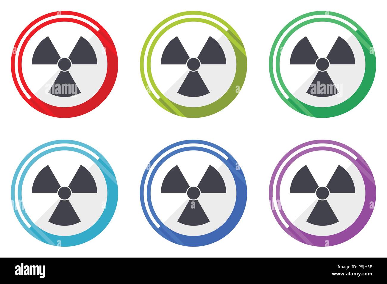 Iconos Vectoriales De Radiacion Conjunto De Diseno Plano Coloridos Simbolos De Internet Sobre Fondo Blanco Imagen Vector De Stock Alamy