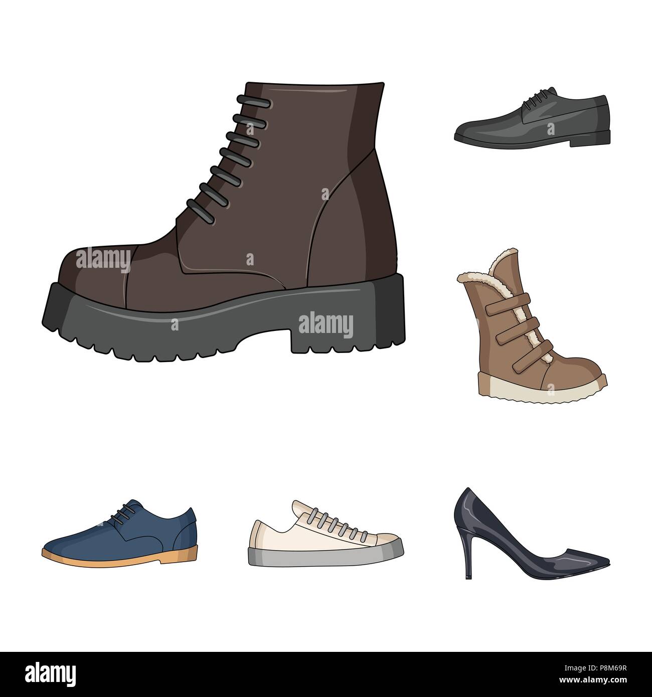 Zapatillas diferentes iconos animados en conjunto para el diseño. Hombres y mujeres zapatos símbolo ilustración vectorial de stock Imagen Vector de stock - Alamy Zapatillas diferentes iconos animados en conjunto para el diseño. Hombres y mujeres zapatos símbolo ilustración vectorial de stock Imagen Vector de stock - Alamy