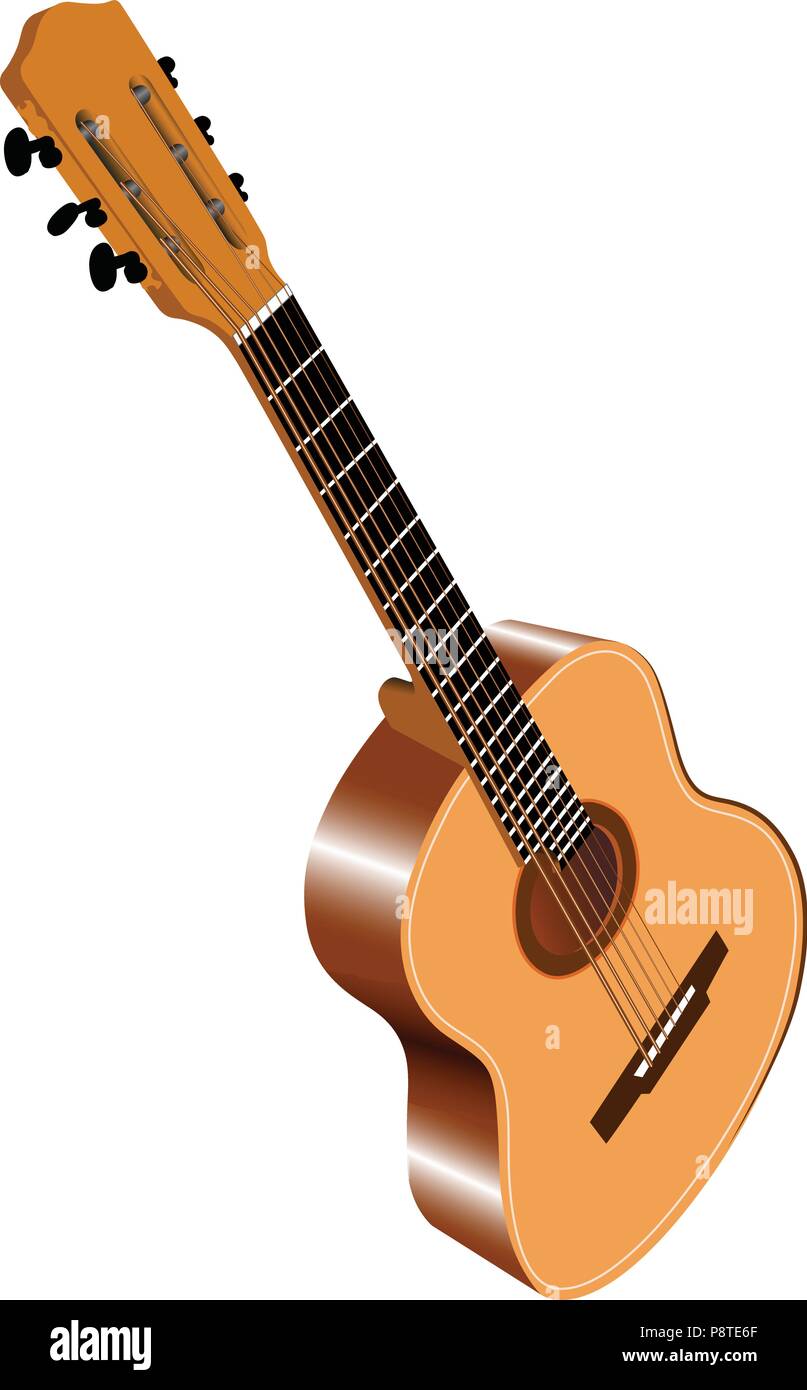 Imagen en color de seis cuerdas de guitarra acústica - ilustración  vectorial Imagen Vector de stock - Alamy