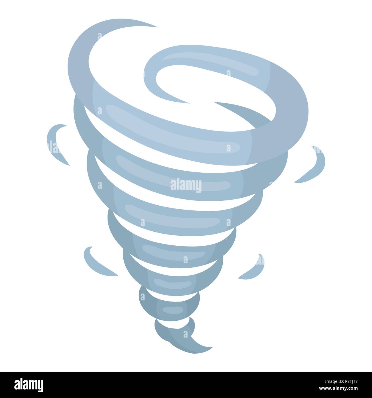 Tornado icono en el estilo de dibujos animados aislado sobre fondo blanco.  Símbolo de tiempo ilustración vectorial Imagen Vector de stock - Alamy