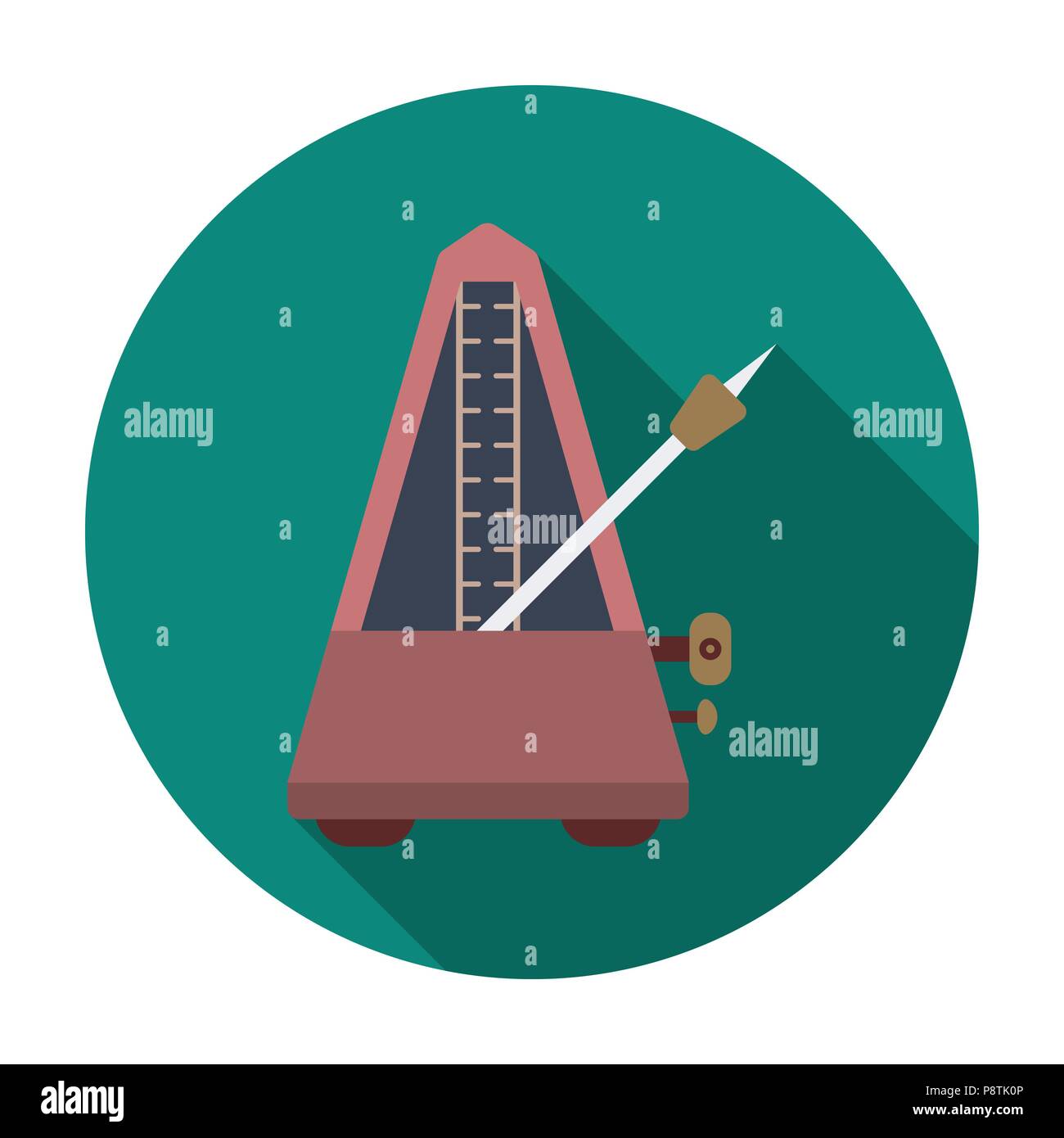 Icono del metrónomo en estilo plano aislado sobre fondo blanco