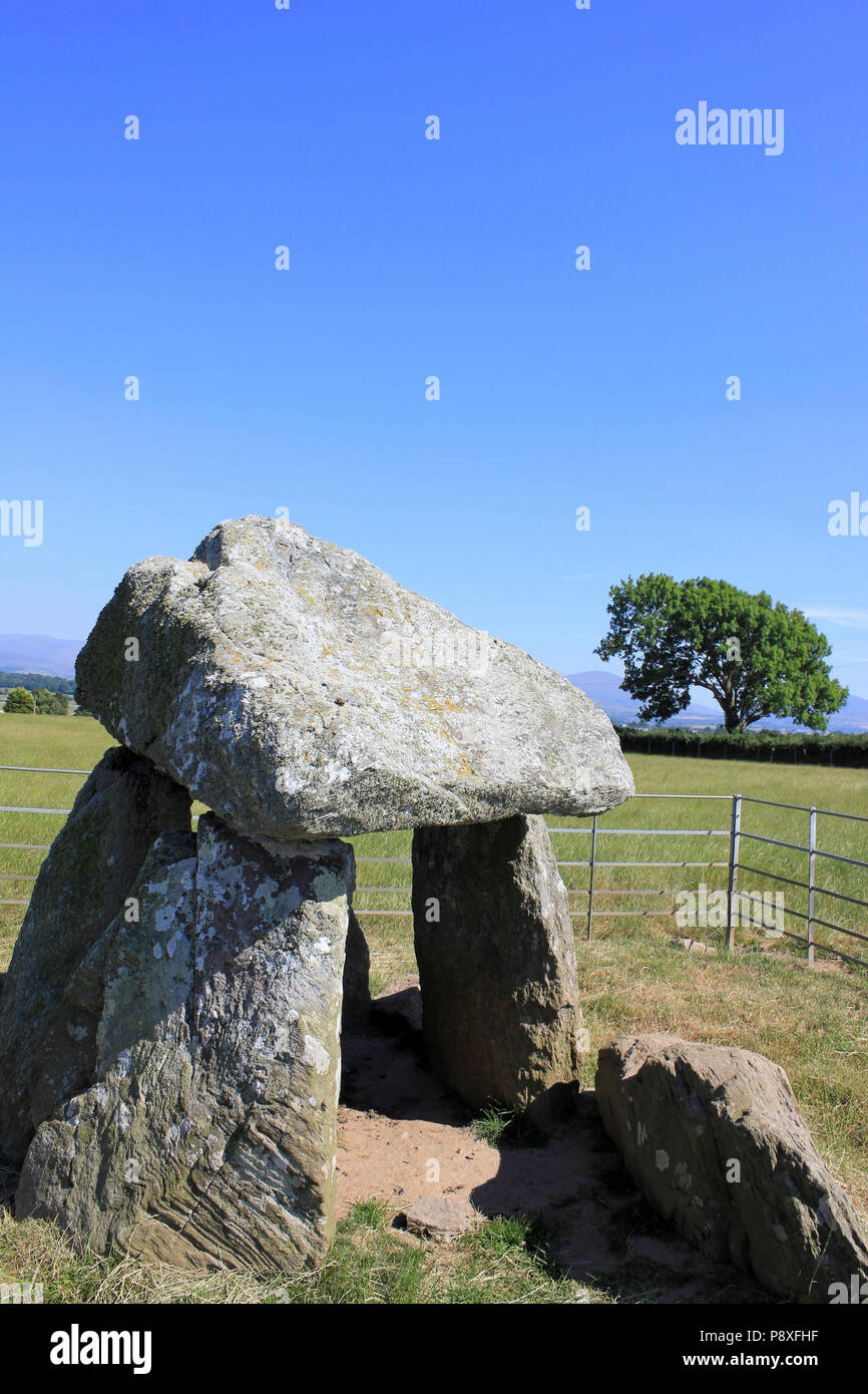 Cámara mortuoria, Llangaffo Bodowyr, Isla de Anglesey, Gales Foto de stock