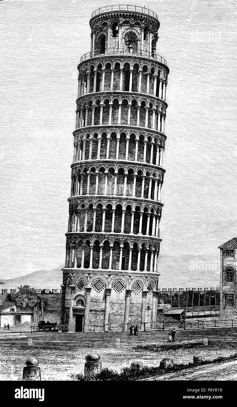 La Torre Inclinada de Pisa 1870 Dibujo Fotografía de stock Alamy