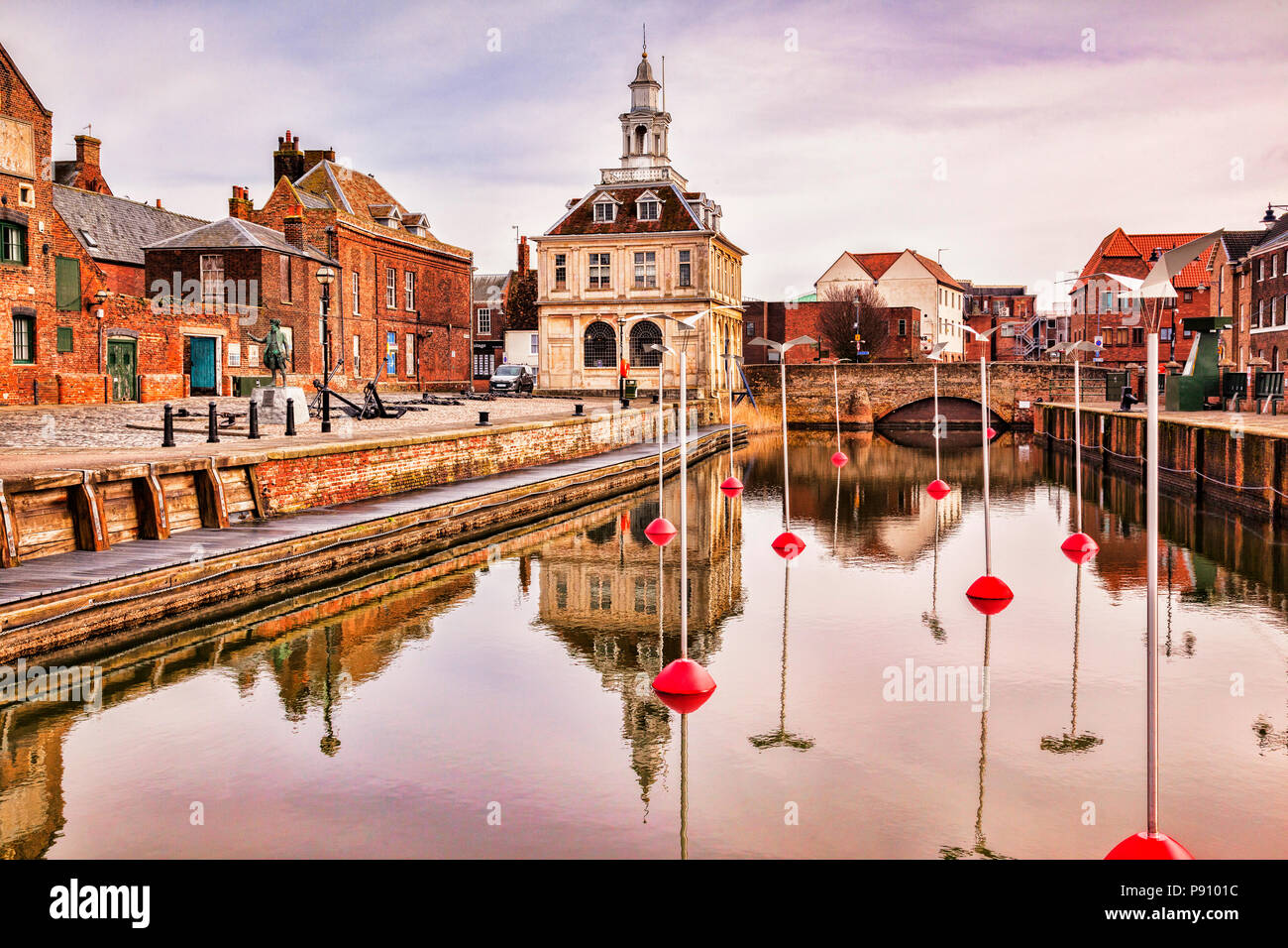 20 de febrero de 2015: Purfleet Quay, en King's Lynn, Norfolk, Inglaterra - ilustraciones están en conjunción con la ciudad de Amiens, como parte de... Foto de stock