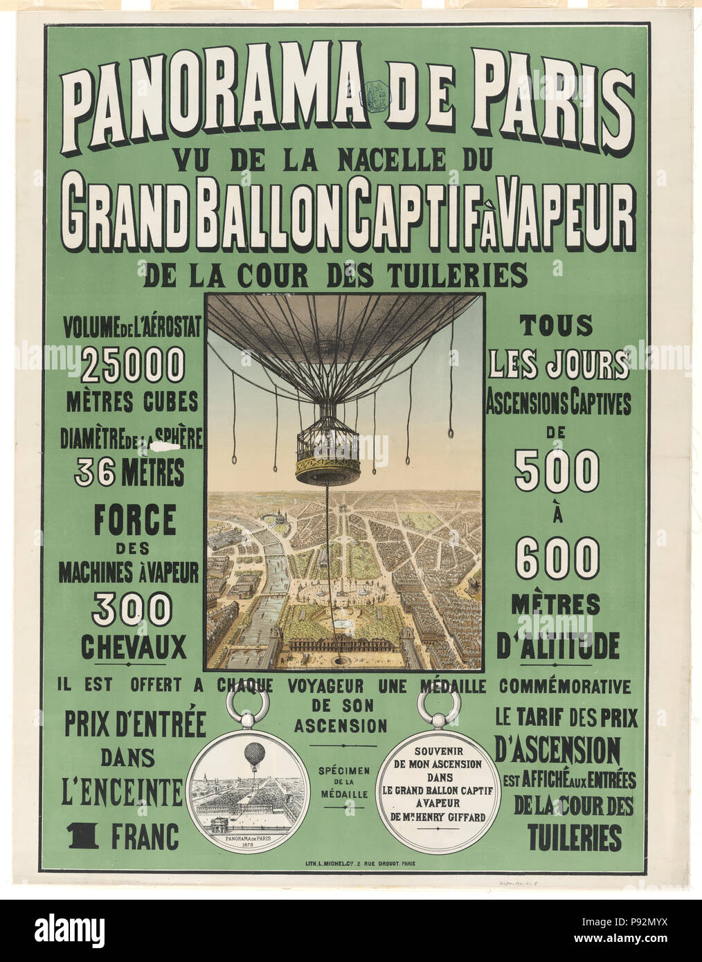 Panorama De Paris Vu De La Gondola Du Grand Ballon Captif A Vapeur De La Cour Des Tuileries 1878 Frances Cartel Muestra La Cesta De Henri Giffard Del Globo Cautivo Y Fotografia Panorama De Paris Vu De La Gondola Du Grand Ballon Captif A Vapeur De La Cour Des Tuileries 1878 Frances Cartel Muestra La Cesta De Henri Giffard Del Globo Cautivo Y Fotografia