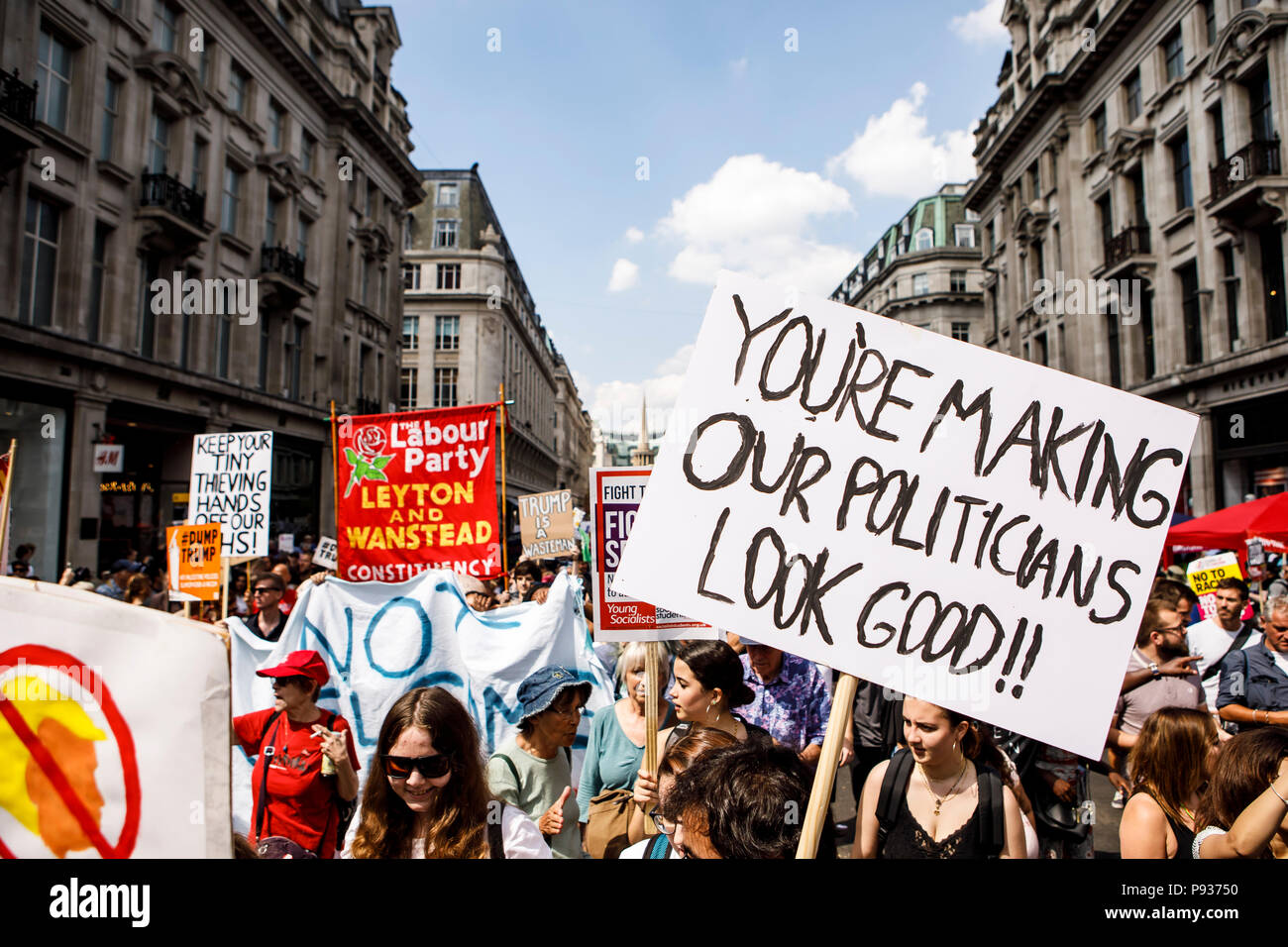 Detener Trump Demo de Londres el 13 de julio de 2018 Foto de stock