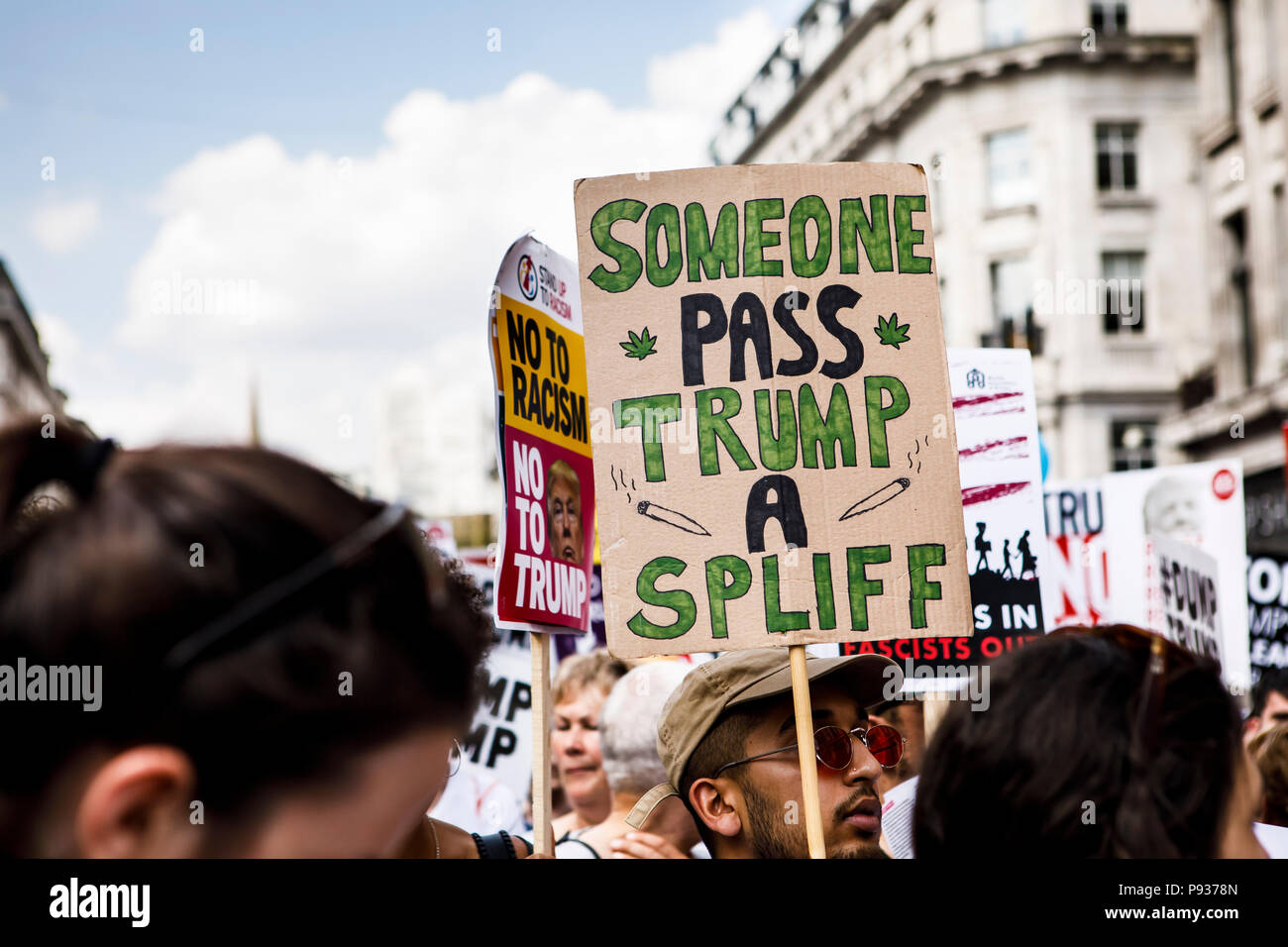 Detener Trump Demo de Londres el 13 de julio de 2018 Foto de stock