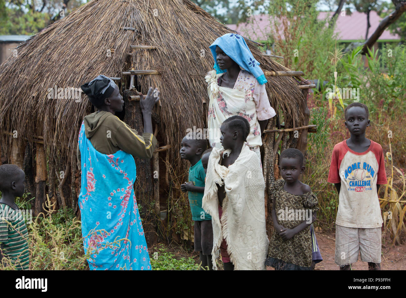 De Adjumani, Uganda - programa de asentamiento del gobierno de Uganda para refugiados de Sudán del Sur. Foto de stock