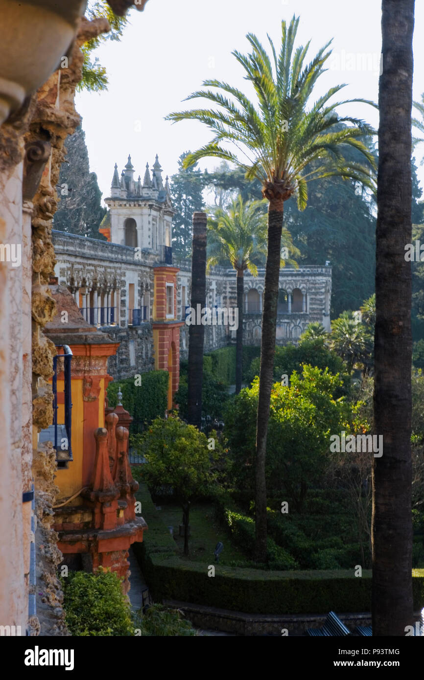 Pasillo en el interior de la galería del Grutesco, Jardines Real Alcázar, Sevilla, Andalucía, España Foto de stock