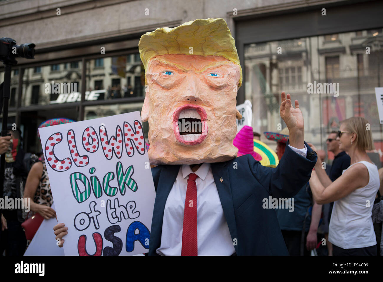 Anti-Trump protesta en Londres, Reino Unido el 13 de julio de 2018. Foto de stock
