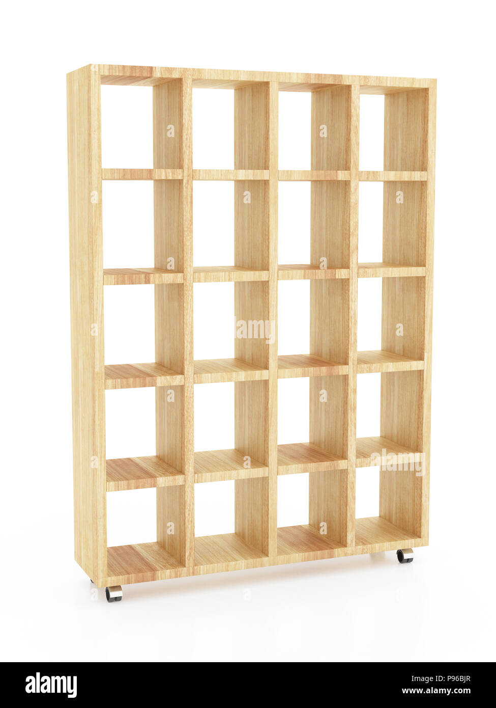 Estante para libros de madera vacías aislado sobre fondo Incluyen el trazado de recorte. 3D Render Fotografía de stock - Alamy