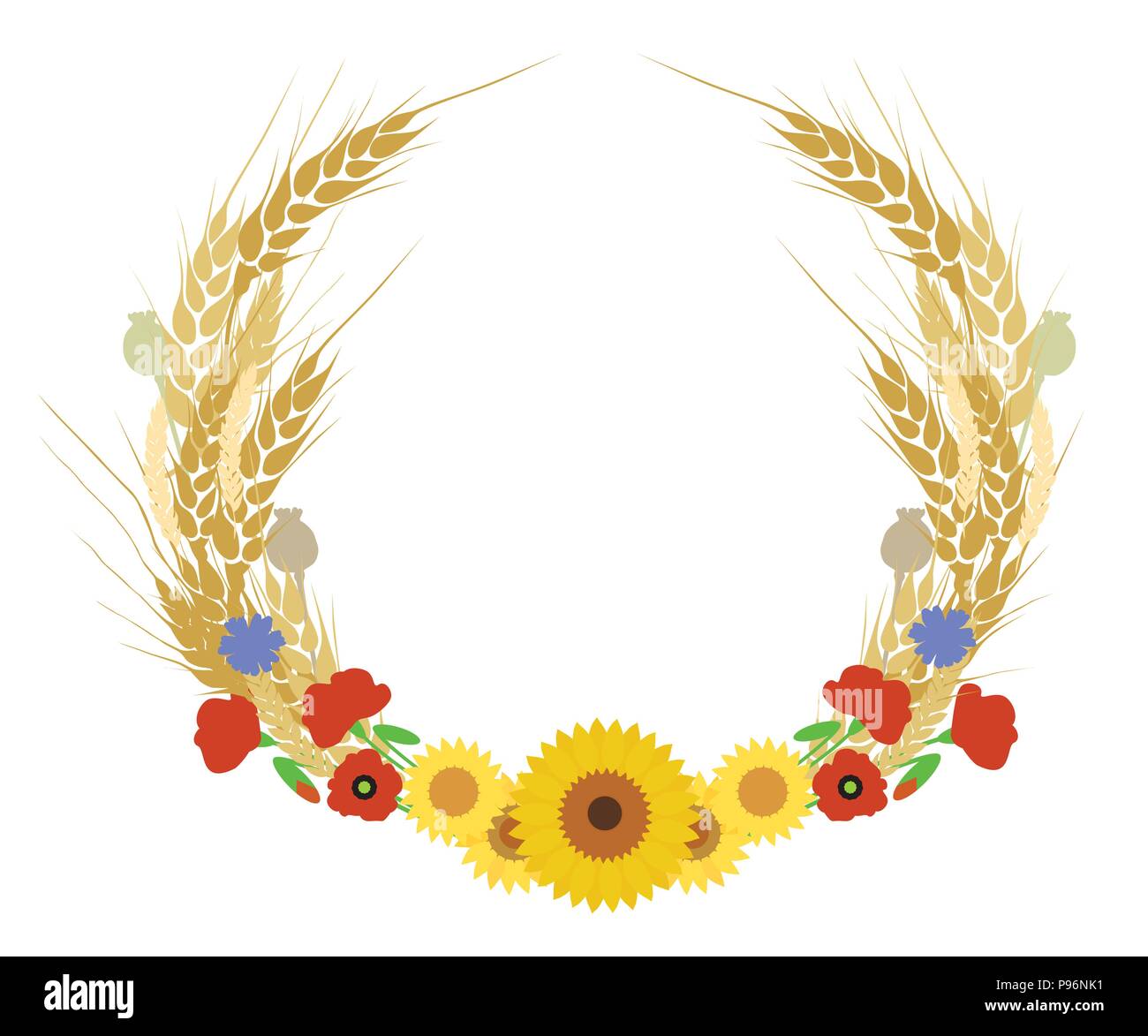 wallpapers Ramo Trigo Vetor https www alamy es circular ramo de flores de girasol amapola y amapolas con grano de trigo vector con espacio de copia image212205029 html