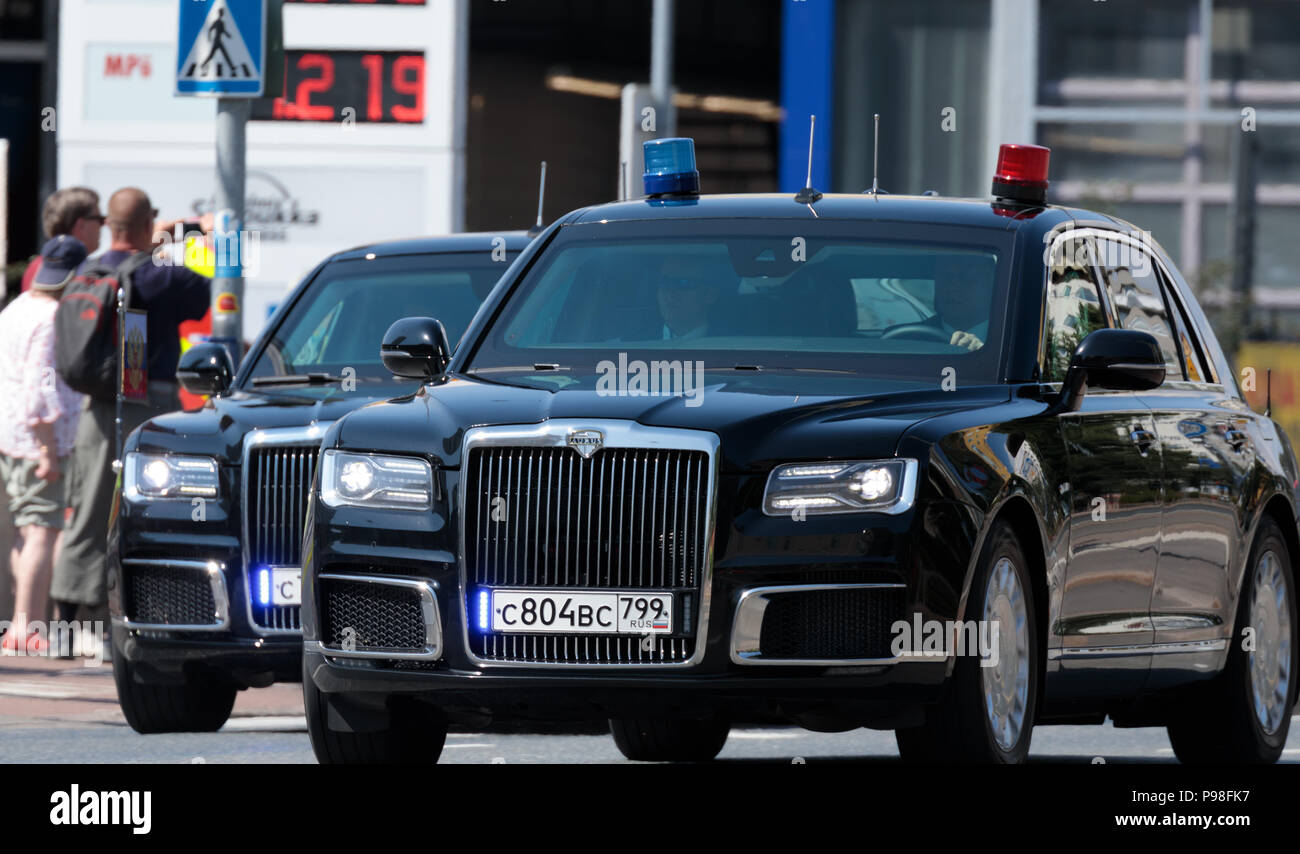 Helsinki, Finlandia. El 16 de julio de 2018. Limousine de la seguridad para la delegación rusa Crédito: Hannu Mononen/Alamy Live News Foto de stock