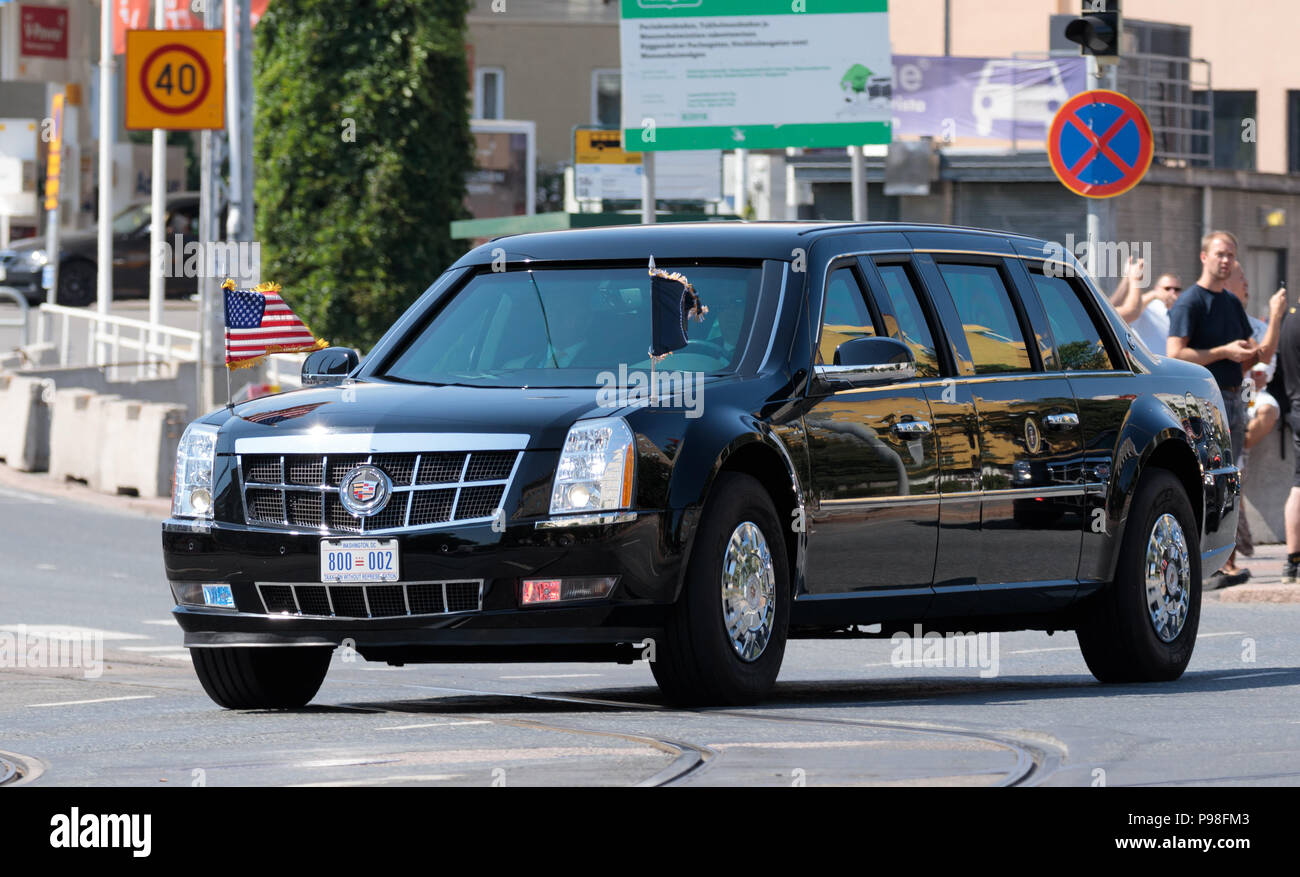 Helsinki, Finlandia. El 16 de julio de 2018. Cadillac limousine 'La Bestia' del Presidente de los Estados Unidos Crédito: Hannu Mononen/Alamy Live News Foto de stock