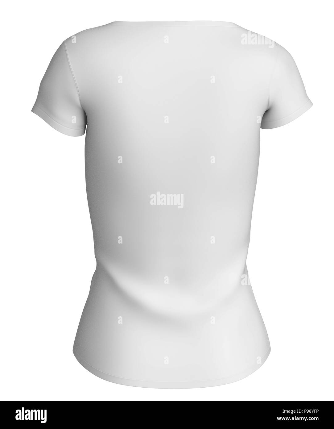 Mujer camiseta blanca plantilla de diseño aislado sobre fondo blanco.  Incluyen el trazado de recorte. 3D Render Fotografía de stock - Alamy