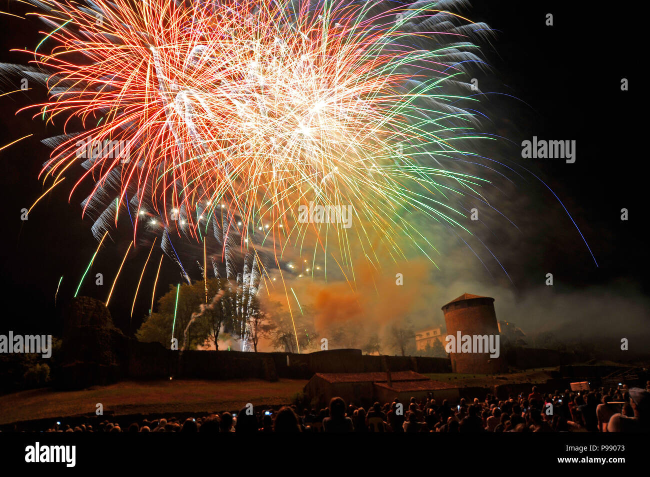 Las celebraciones del día de la bastilla fuegos artificiales Foto de stock