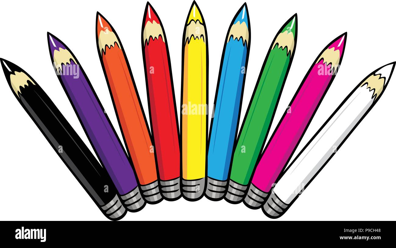 Ilustración vectorial de dibujos animados de lápices de colores Imagen Vector de stock - Alamy Ilustración vectorial de dibujos animados de lápices de colores Imagen Vector de stock - Alamy