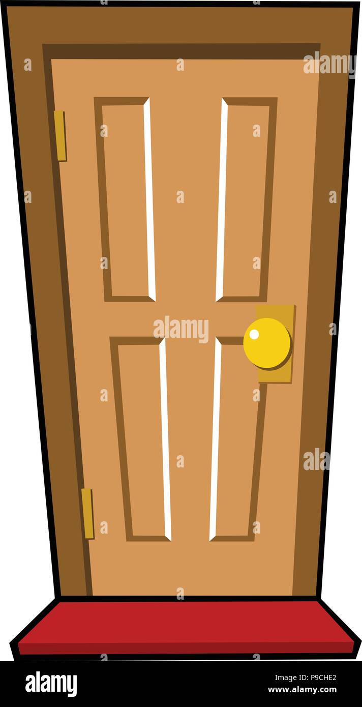 Ilustración vectorial de dibujos animados de una puerta marrón Imagen  Vector de stock - Alamy
