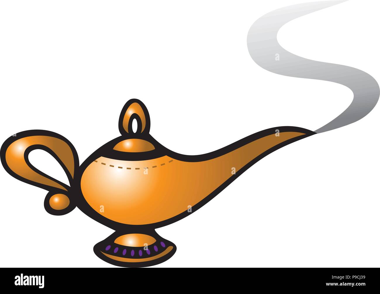 Ilustración vectorial de dibujos animados de una lámpara de genio Imagen  Vector de stock - Alamy