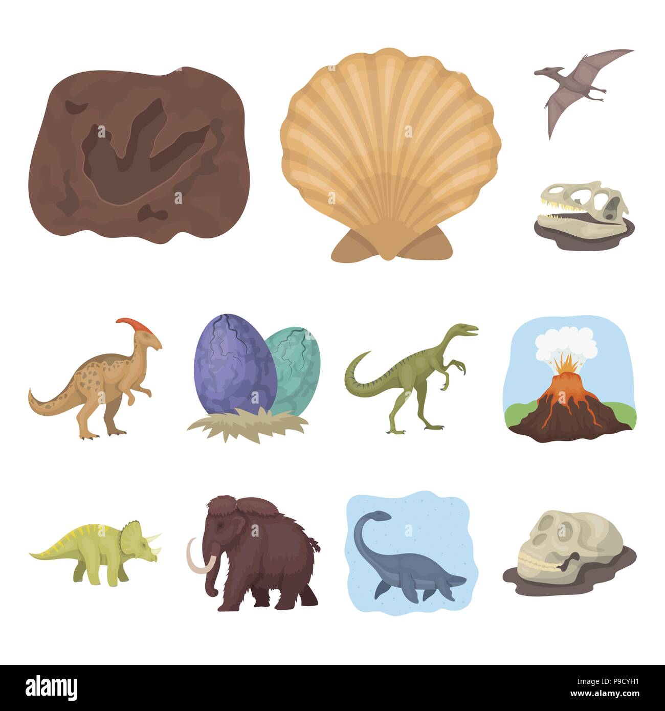 Dibujos animados dinosaurios diferentes iconos en conjunto para el diseño. Animales  prehistóricos de símbolos vectoriales ilustración del stock Imagen Vector  de stock - Alamy