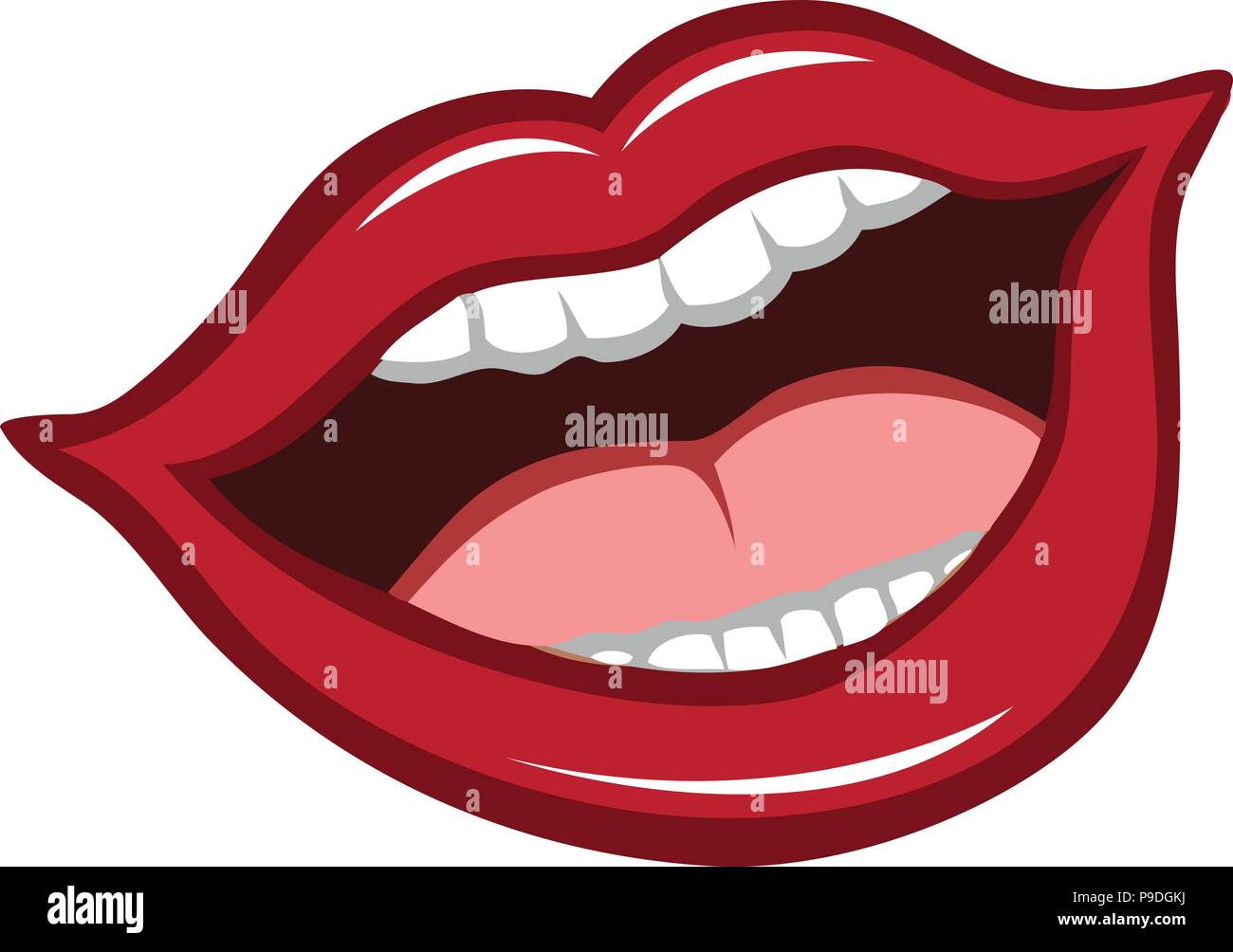 Ilustración Vectorial De Dibujos Animados De Una Boca Labios Rojos Imagen Vector De Stock Alamy 0195