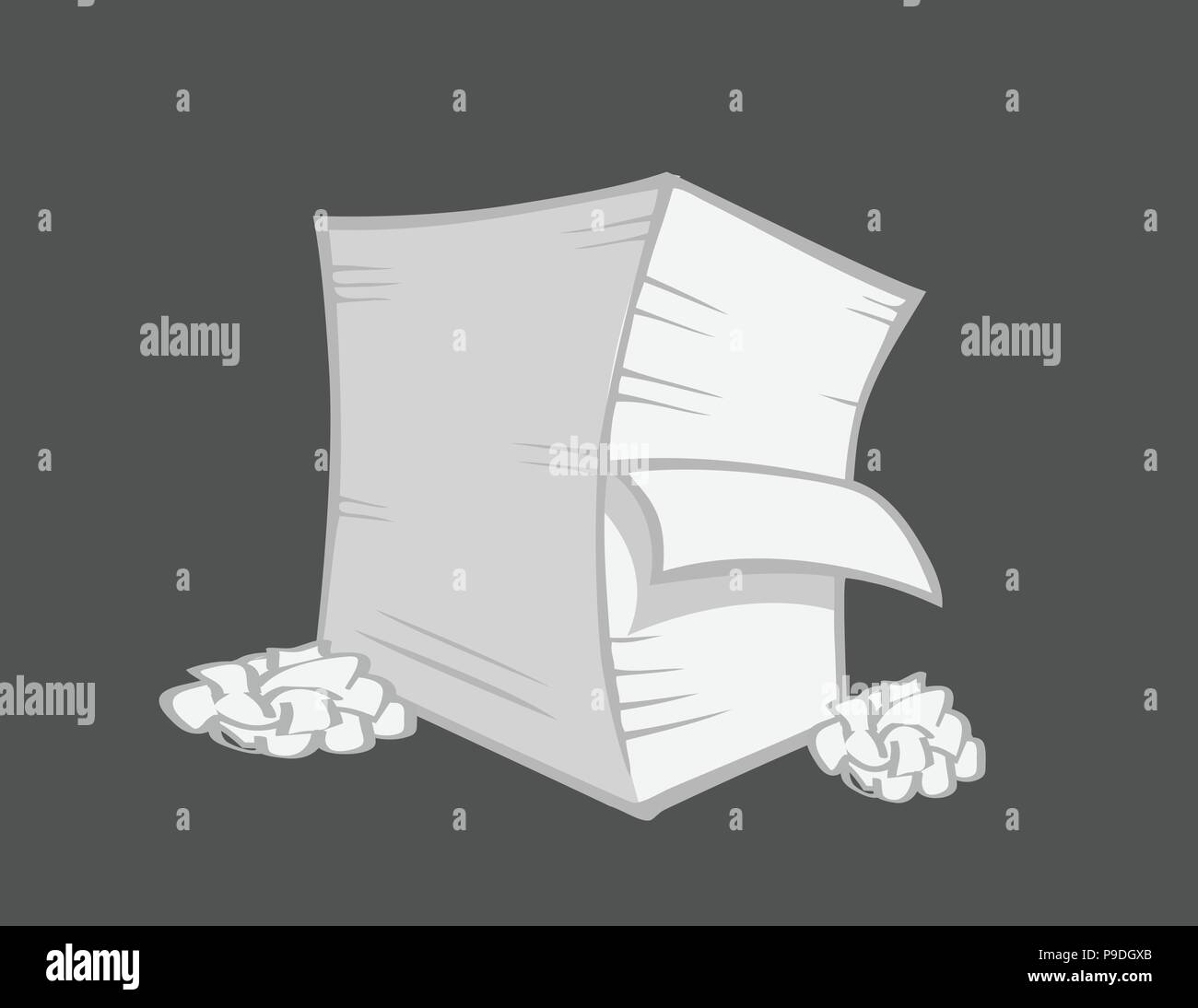 Ilustración vectorial de dibujos animados de la pila de papel desmenuzado  Imagen Vector de stock - Alamy