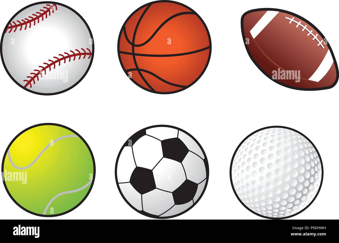 Ilustración vectorial de dibujos animados de balones deportivos Imagen  Vector de stock - Alamy