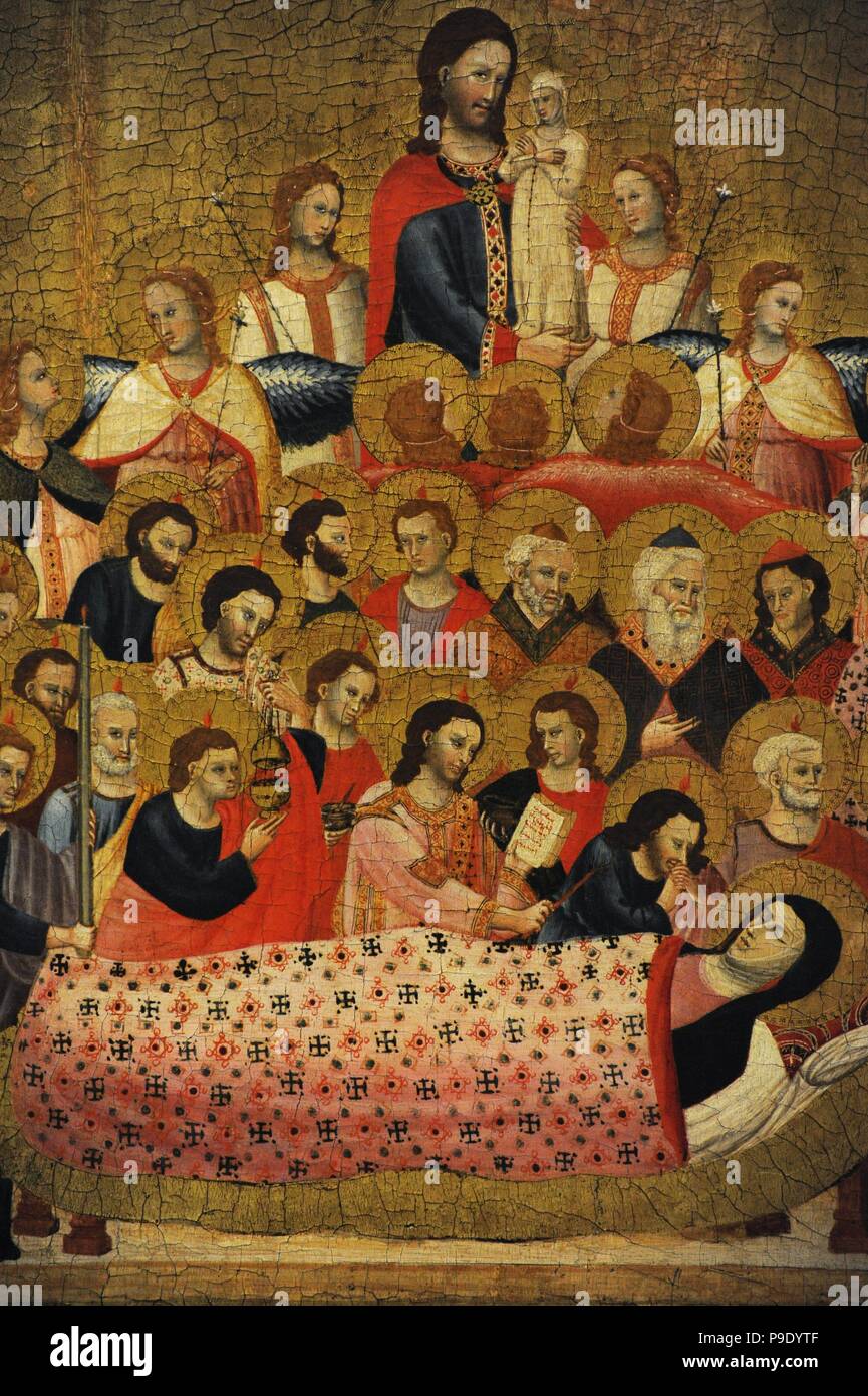 Maestro de la Madonna Cini (activo en el primer tercio del siglo XIV). Dormición de la Virgen, . Parte de un retablo. Probablemente de una iglesia franciscana. Museo Nacional de Arte de Maestro de la Madonna Cini (activo en el primer tercio del siglo XIV). Dormición de la Virgen, . Parte de un retablo. Probablemente de una iglesia franciscana. Museo Nacional de Arte de