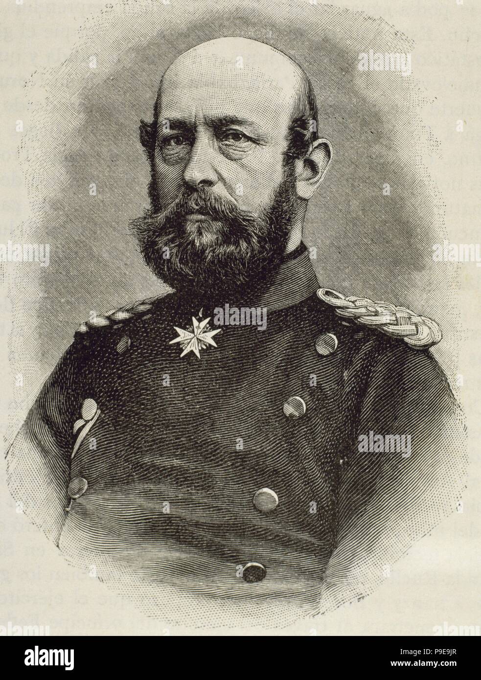 Federico Francisco II (1823-1883). Oficial de Prusia y Gran Duque de Mecklenburg-Schwerin (1842-1883). Retrato. Grabado. Foto de stock